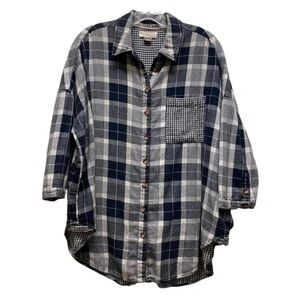 Anthropologie Pilcro navy checkered button down, size M/L